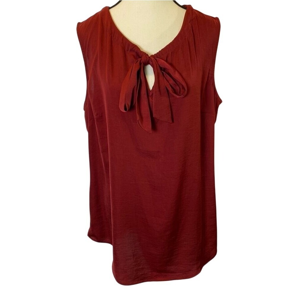 Cabi Crimson Cinch Blouse #‎ 3602 Sleeveless Tie Bow Women's Size Large